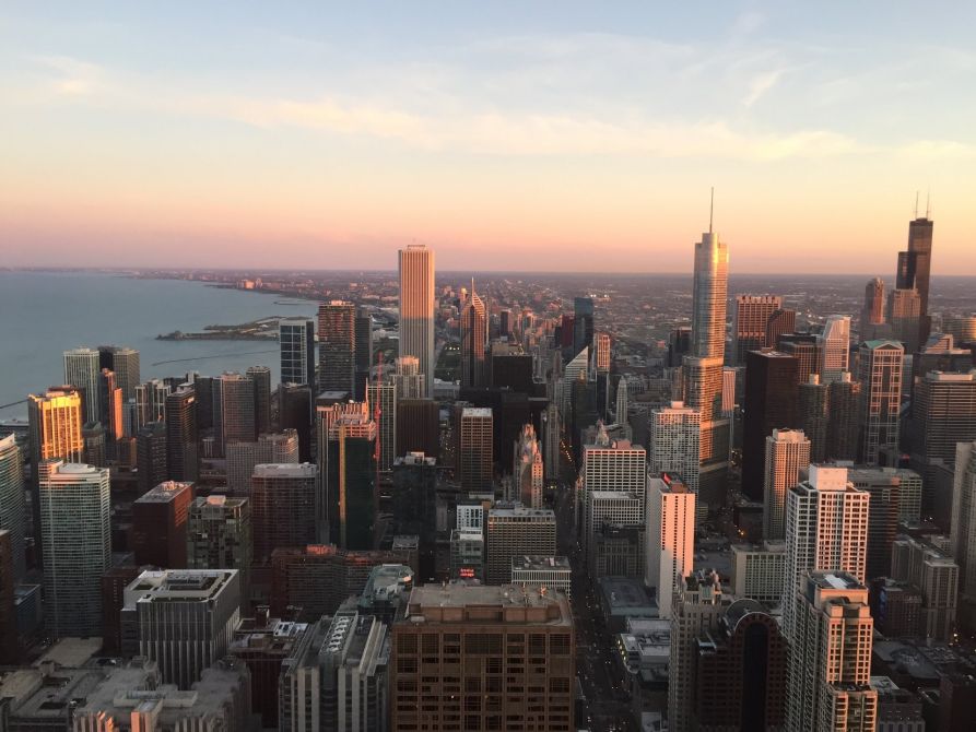 Blick auf die Wolkenkratzer von Chicago